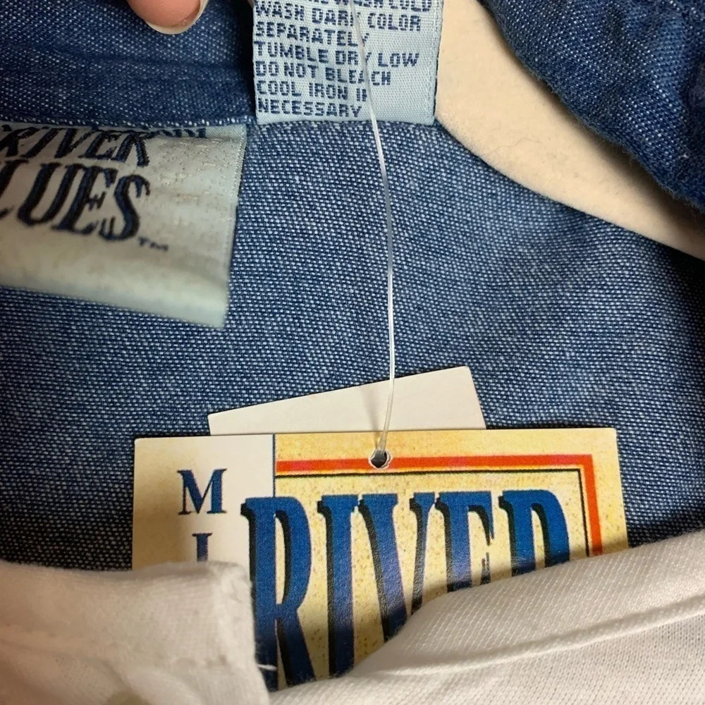 Vintage Mississippi River  Blues Western Cottage Core Denim Button Front Size 2X - Picture 7 of 11